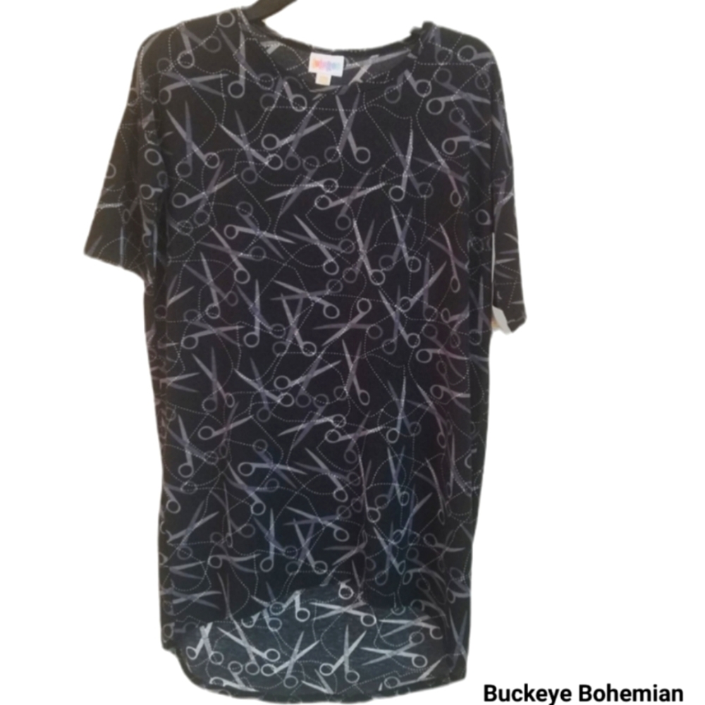 NWOT LuLaRoe Irma Scissor Print Black & Grey XXS